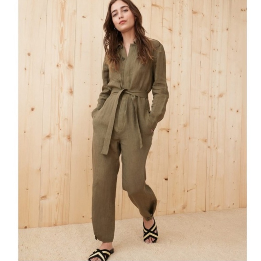 Jenni Kayne Linen Coveralls Moss